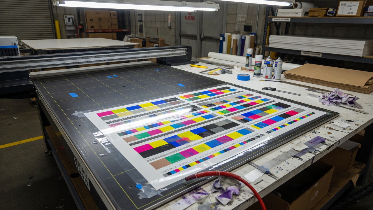 Clear acrylic on a UV flatbed printer bed