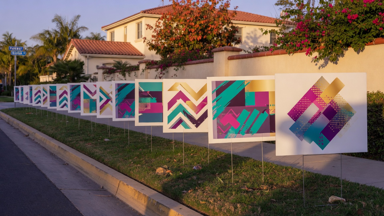 18x24 coroplast yard signs on H-stakes in Irvine